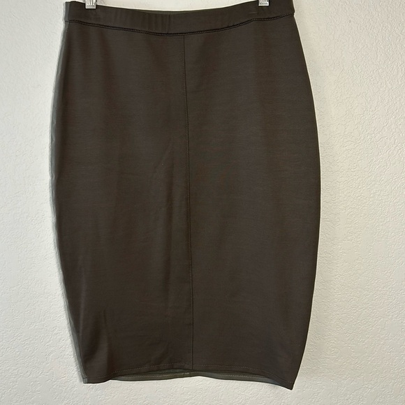 AS by DF Recycled Leather pencil skirt Desert Olive, size Medium - Picture 4 of 15
